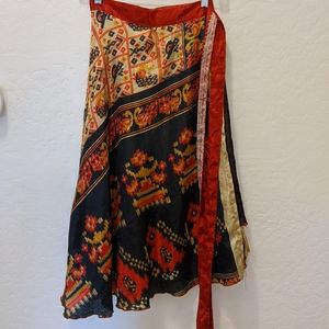Reversible Mexicali Blues wrap silk skirt